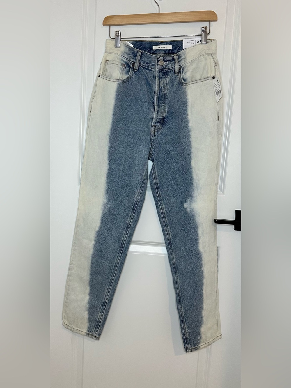 PacSun Two-Tone Blue and White Slim Straight Jeans